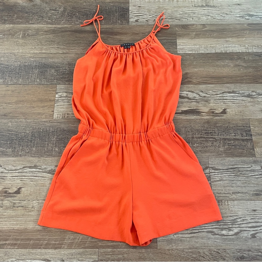 Theory orange scoop neck resort wear romper S